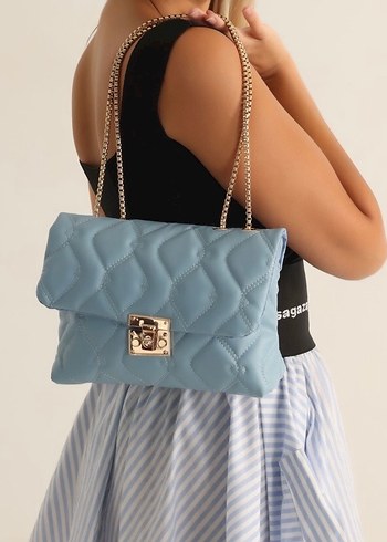 Mavi Zincir Detaylı Deri Kadın Çanta - Görsel 2
