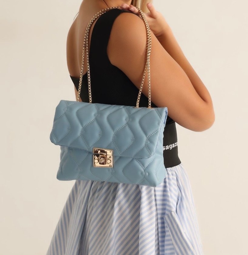 Mavi Zincir Detaylı Deri Kadın Çanta - Görsel 2