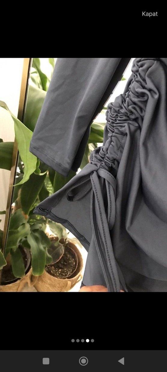 Uzun Kollu Drapeli Siyah Mini Elbise - Görsel 4