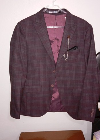 Bordo Erkek Regular Fit Takım Elbise Ceket damatlık
