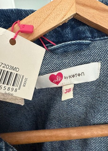 38 Beden mavi Renk Koton Desenli Mavi Kot Ceket