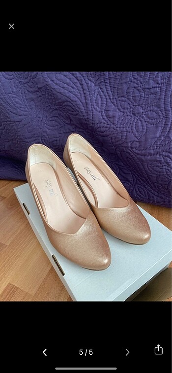 Pudra pembe topuklu ayakkabı - Görsel 5