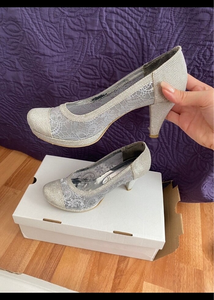 Gümüş topuklu ayakkabı - Görsel 2