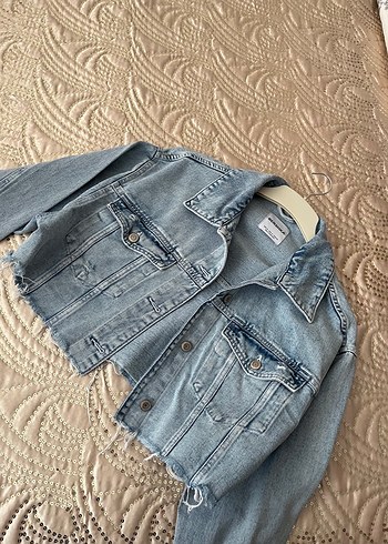 m Beden mavi Renk Düğmeli Kadın Denim Ceket, Rahat Kesim