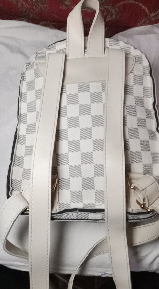 Gri Beyaz Kareli Deri Kadın Çanta hasarı yok - Görsel 5