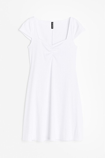 m Beden H&M KEP KOLLU JARSE BEYAZ KISA ELBİSE