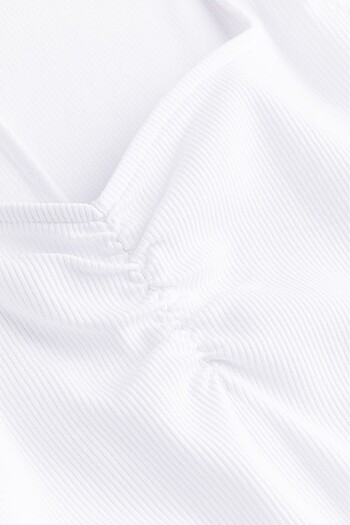 m Beden beyaz Renk H&M KEP KOLLU JARSE BEYAZ KISA ELBİSE
