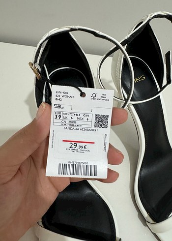 Beyaz Minimalist Topuklu Kadın Sandalet - Görsel 7