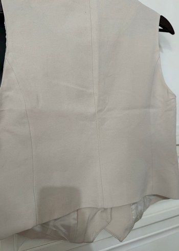 Bej Düğmeli Kolsuz Midi Hamile Ceketi - Görsel 4