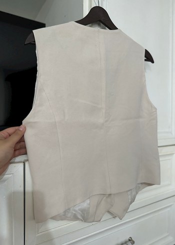 Bej Düğmeli Kolsuz Midi Hamile Ceketi - Görsel 6