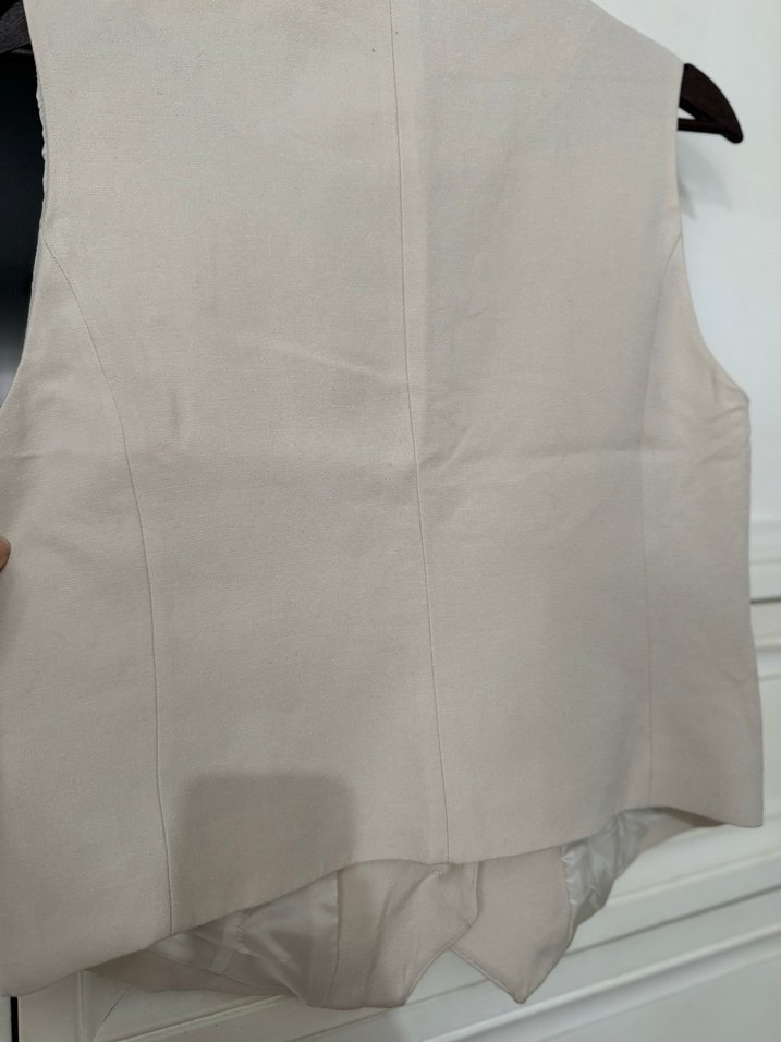 Bej Düğmeli Kolsuz Midi Hamile Ceketi - Görsel 4