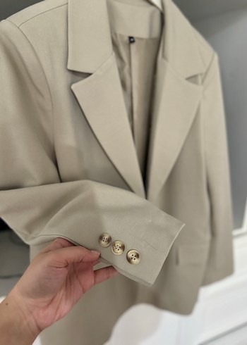 Bej Düğmeli Kadın Blazer Ceket - Görsel 6