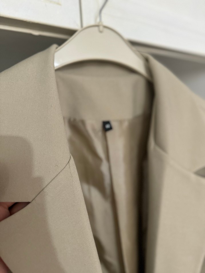 Bej Düğmeli Kadın Blazer Ceket - Görsel 3