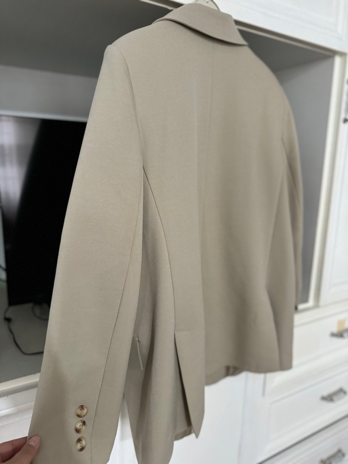 Bej Düğmeli Kadın Blazer Ceket - Görsel 4