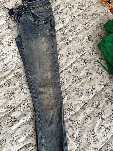 Y2k taşlı düşük bel pantolon