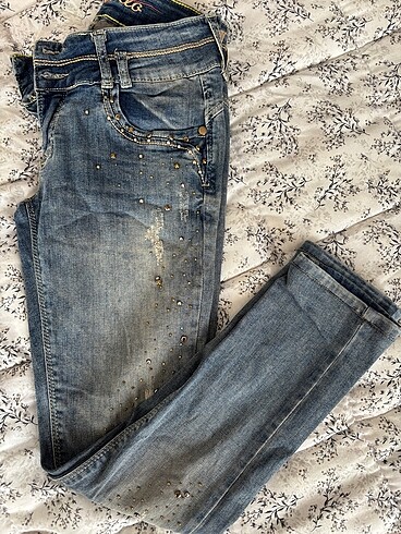 Zara Y2k taşlı düşük bel pantolon