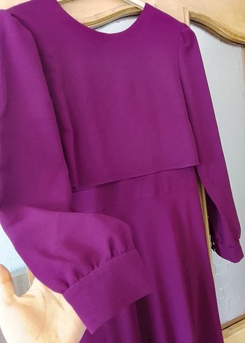 mor Uzun Kollu Salaş Uzun Elbise - Görsel 3