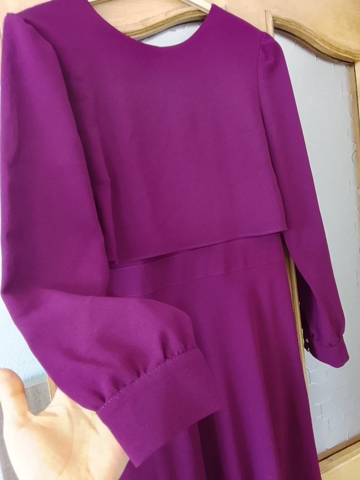 mor Uzun Kollu Salaş Uzun Elbise - Görsel 3