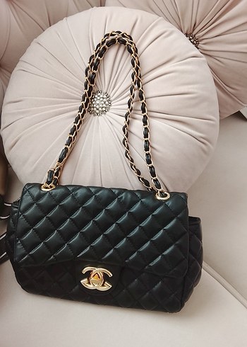 Zincir Detaylı Siyah Deri Kadın Çanta - Görsel 2