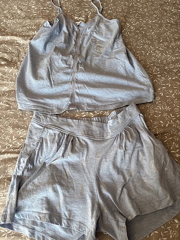 40 Beden mavi Renk pamyklu pijama set