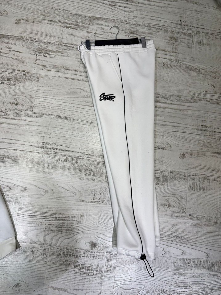 STWD Beyaz Erkek Ayarlanabilir Paça Fermuarlı Eşofman Takımı - Görsel 3