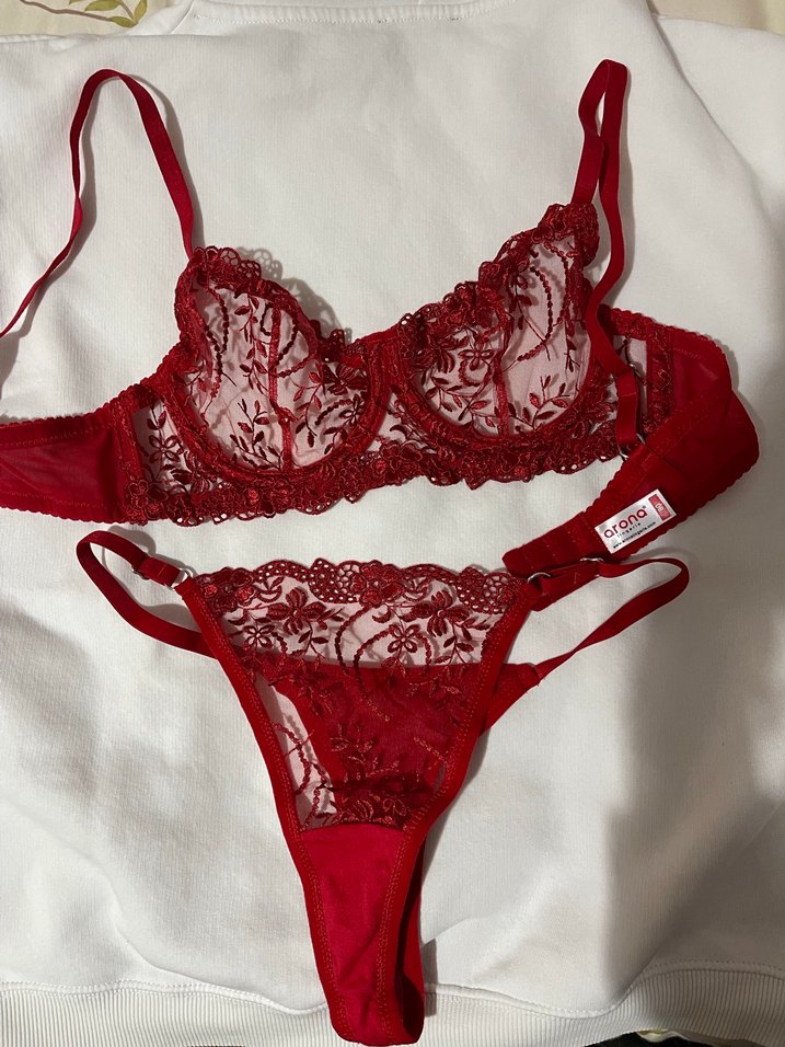 Kırmızı Nakışlı Gotik Parisian Sütyen - Görsel 2