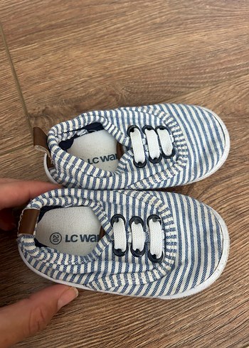 Mavi Çizgili unisex Bebek İlk Adım Ayakkabısı