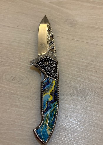 Turkuaz Renkli İşlemeli Katlanır Bıçak - Görsel 2