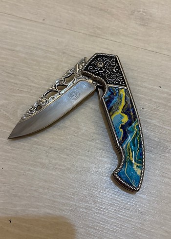 Turkuaz Renkli İşlemeli Katlanır Bıçak - Görsel 3