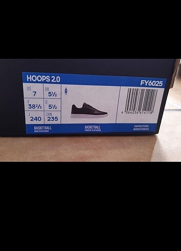 38 Beden siyah Renk Adidas Hoops Ayakkabı