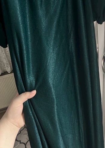 Drapeli Uzun Yeşil Kadın Elbisesi - Görsel 2