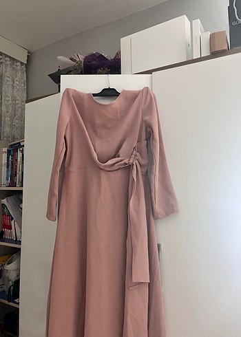 Pembe Uzun Kollu Salaş Kadın Elbise - Görsel 4