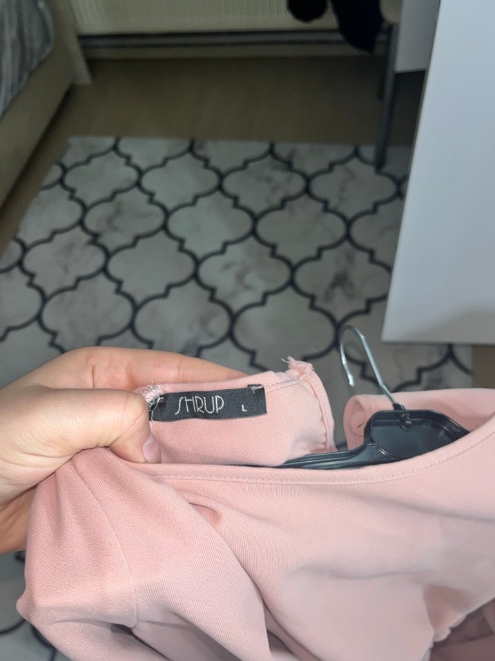 Pembe Uzun Kollu Salaş Kadın Elbise - Görsel 3