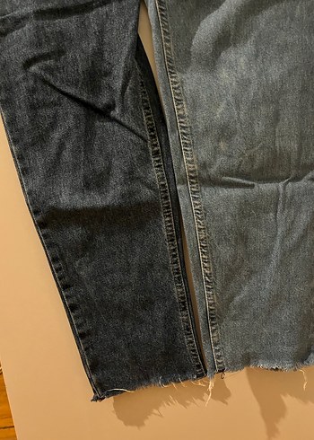 34 Beden mavi Renk Gri İki Renkli Bol Kesim Kadın Kot Pantolon