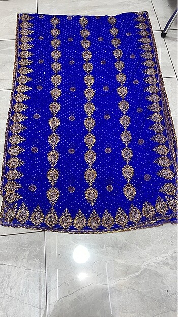 3metre şifon işlem boncuklu kumaş