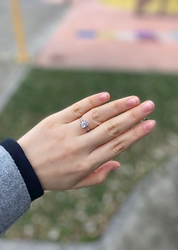 Baget Taşlı Yüzük Gümüş Rengi - Görsel 2