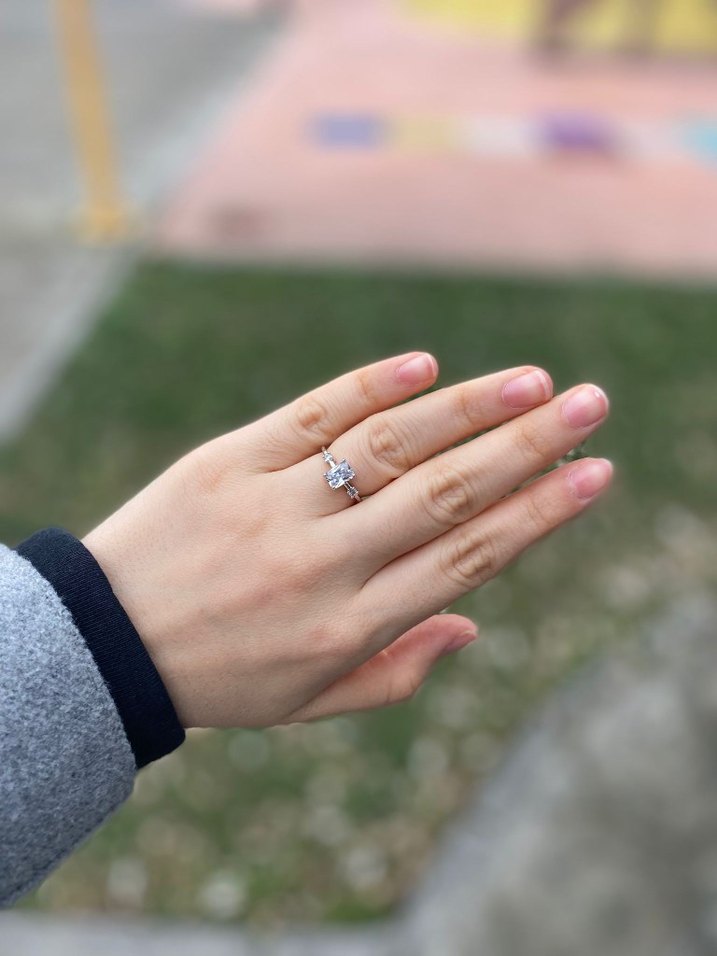 Baget Taşlı Yüzük Gümüş Rengi - Görsel 2