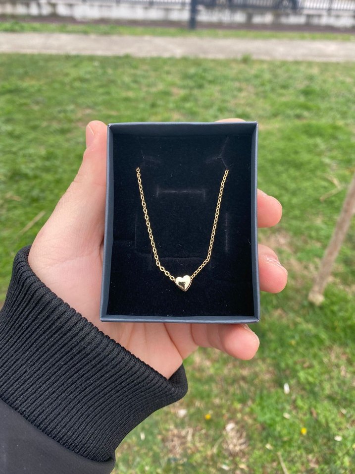 Zincir Detaylı Mini Altın Rengi Kolye - Görsel 2