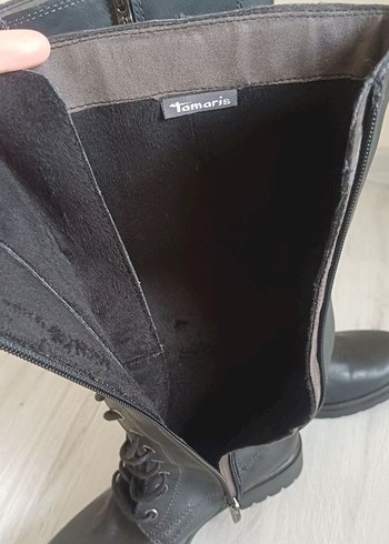 Siyah Deri Kadın Gotik Bot - Görsel 6