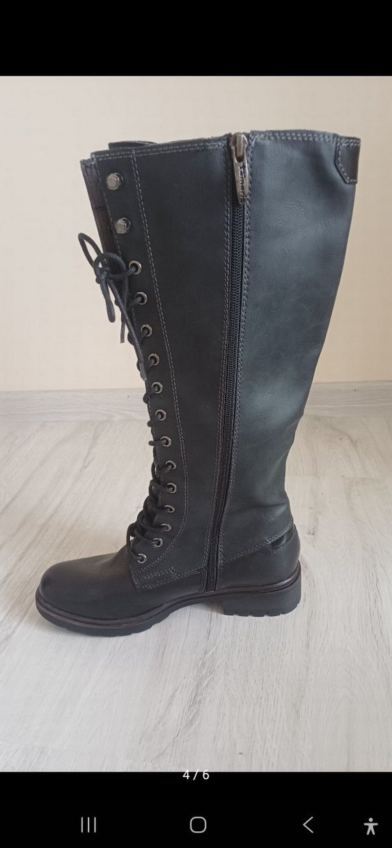 Siyah Deri Kadın Gotik Bot - Görsel 3