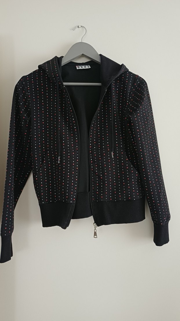 Sweatshirt Puantiyeli Kapüşonlu Fermuarlı - Görsel 3