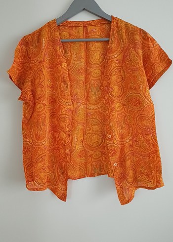 Turuncu Bohem Uzun Şifon Takım - Görsel 7