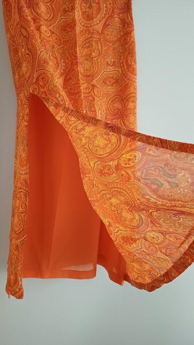 Turuncu Bohem Uzun Şifon Takım - Görsel 4