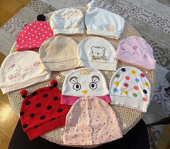 3-6 Ay, 17 cm Beden 11 adet bebek şapka