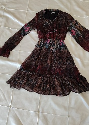 Bordo Bohem Uzun Elbise