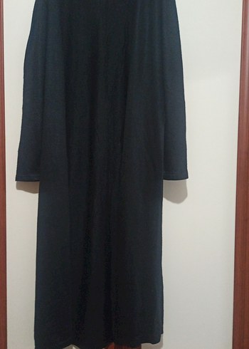 Siyah Uzun Kollu Kadın Uzun Boy Hırka - Görsel 2