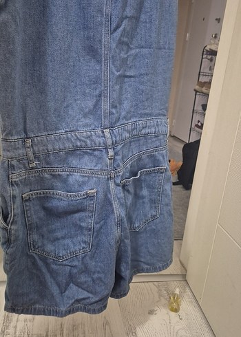 Kadın Mavi Kot Tulum, Kemerli, Kolsuz - Görsel 2