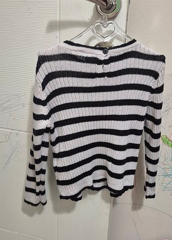 Gri Çizgili cocuk Triko Sweatshirt - Görsel 2