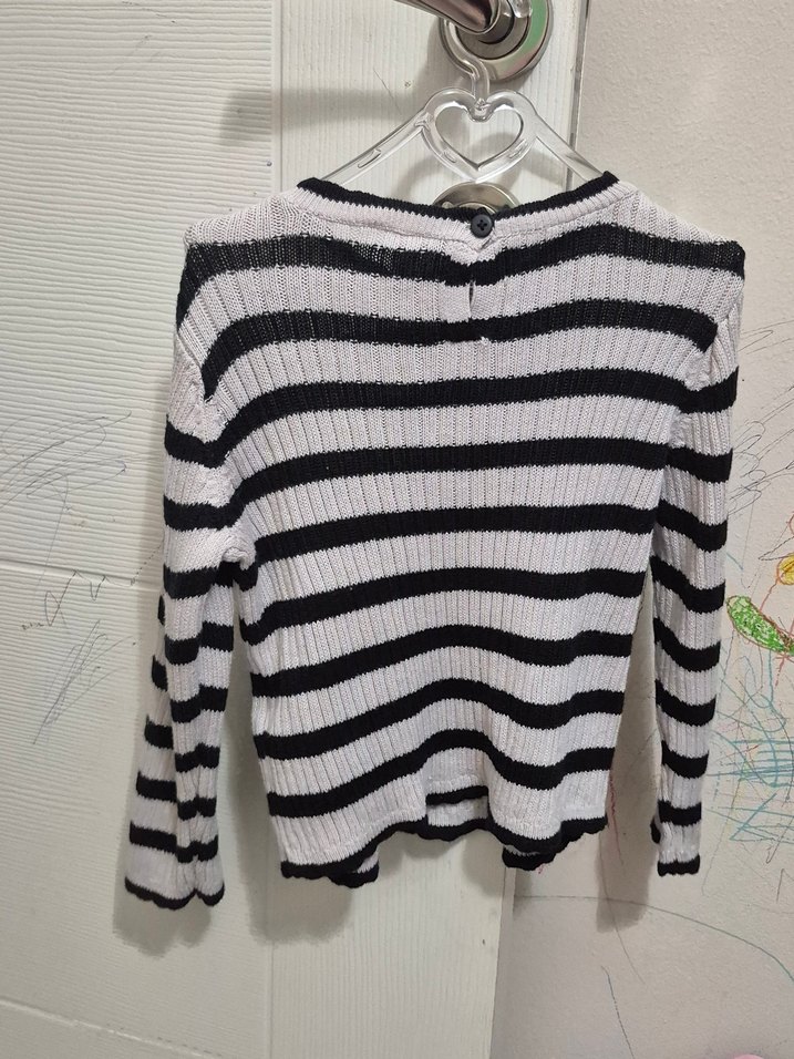 Gri Çizgili cocuk Triko Sweatshirt - Görsel 2