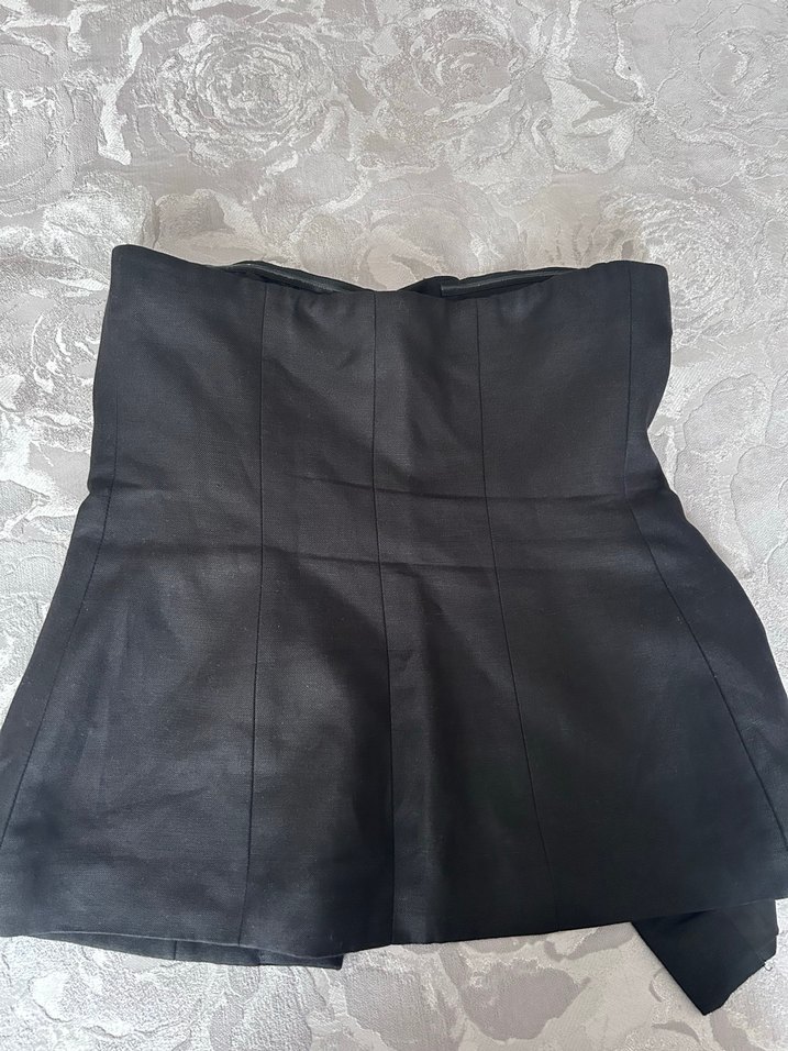 H&M Siyah Straplez Düğmeli Midi keten Büstiyer - Görsel 3